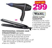 Wahl 2000W Cutek Hairdryer Or Professional Ceramic Hair Straightener-Each