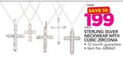 Sterling Silver Neckwear With Cubic Zirconia-Each
