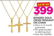 Bonded Gold Cross Pendant On Chain-Each