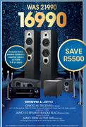 Onkyo AV Receiver TX-SR444 + Jamo 5.0 Speaker Bundle S426HCS3BL + 200W Active Sub SUB210BL-For All