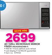 Samsung 40Ltr Grill Microwave Oven Mirror Finish MG402MADXBB F