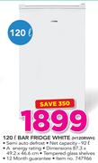 Hisense 120Ltr Bar Fridge White H120RWH