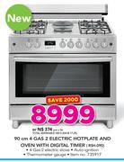 Logik 90cm Gas 2 Electric Hotplate And Oven With Digital Timer RSH-090