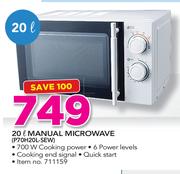 Logik 20Ltr Manual Microwave Oven P70H20L-SEW