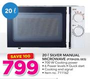 Logik 20Ltr Silver Manual Microwave P70H20L-SES