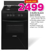 Logik 4 Burner Black Gas Oven