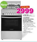 Logik 4 Burner Stainless Steel Black Sides Electric Oven