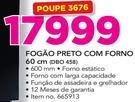Defy Fogão Preto Com Forno 60 cm DBO 458