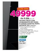 Defy Geladeira Preta Com Acabamento De Vidro R Congelador Na Parte Inferior 365 Ltr DAC551