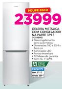 Hisense 359Ltr Geladeira Metalica com Congelador na parte H359BME