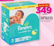 Pampers Active Baby Mega Box(Junior 111's/Maxi Plus 120's/Maxi 132's Or Midi 150's Pack)-Per Pack