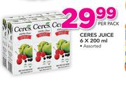Ceres Juice Assorted-6x200ml Per Pack