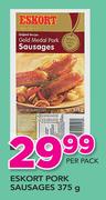 Eskort Pork Sausages-375g Per Pack
