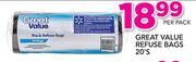 Great value Refuse Bags 20's-Per Pack
