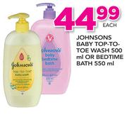 Johnsons Baby Top-To-Toe Wash 500ml Or Bedtime Bath 550ml-Each