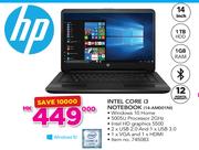 HP 14" Intel Core i3 Notebook 14-AM001NI