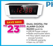 Philips Dual Digital FM Alarm Clock Radio AJ3115