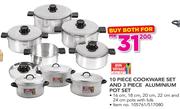 Bon Voyage 10 Piece Cookware Set And 3 Piece Aluminium Pot Set-For Both