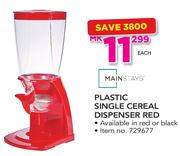 Mainstays Plastic Single Cereal Dispenser In Red Or Black-Each