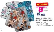 Waltex 2 Piece Bath Mat Set Luxury Foam Printed Set-Per Set