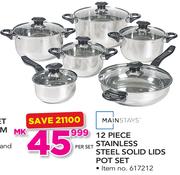 Mainstays 12 Piece Stainless Steel Solid Lids Pot Set-Per Set