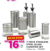 7 Piece Stainless Steel Glass Canister Set-Per Set