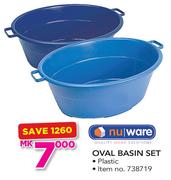 Nuware Plastic Oval Basin Set