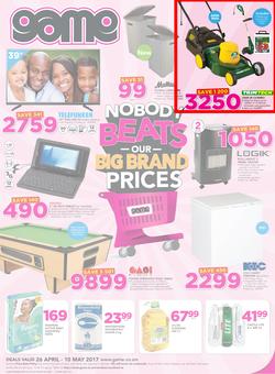Game Zambia : Nobody Beats Our Big Brand Prices (26 Apr - 10 May 2017), page 1