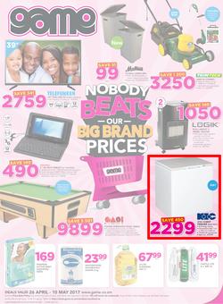 Game Zambia : Nobody Beats Our Big Brand Prices (26 Apr - 10 May 2017), page 1