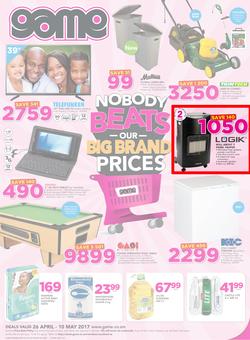 Game Zambia : Nobody Beats Our Big Brand Prices (26 Apr - 10 May 2017), page 1