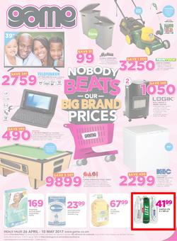 Game Zambia : Nobody Beats Our Big Brand Prices (26 Apr - 10 May 2017), page 1
