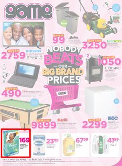 Game Zambia : Nobody Beats Our Big Brand Prices (26 Apr - 10 May 2017), page 1