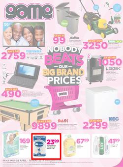 Game Zambia : Nobody Beats Our Big Brand Prices (26 Apr - 10 May 2017), page 1