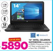 HP 14" Intel Celeron Notebook 14-AM001NI