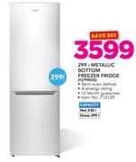 Hisense 299Ltr Metallic Bottom Freezer Fridge H299BME