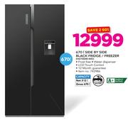 Hisense 670Ltr Side By Side Black Fridge/Freezer H670SMI-WD