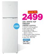 Hisense 220Ltr White Top Freezer Fridge H220TWH