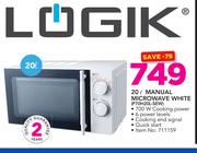 Logik 20Ltr Manual Microwave White P70H20L-SEW
