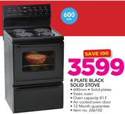Defy 4 Plate Black Solid Stove