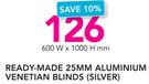 Decorland Ready Made 25MM Aluminium Venetian Blinds Silver-600 W x 1000 H mm