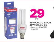 Eurolux 15W CFL 3U ES Or 15W CFL 3U BC-Each