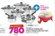 Mainstays 12 Piece Stainless Steel Solid Lids Pot Set-Per Set Free Le Cuisine Cooker