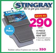 Stingray Rubber Velour 4 Piece Car Mat Set