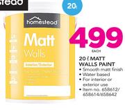 Homestead 20Ltr Matt Walls Paint
