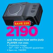 Telefunken LED Projector With DVD Player TDP-2500