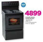 Defy 600mm 4 Plate Solid Stove Black BLKDSS-494