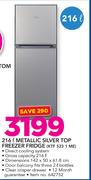 Kic 216L Metallic Silver Top Freezer Fridge KTF5231ME