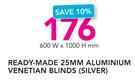 Decorland Ready-Made 25mm Aluminium Venetian Blinds (Silver)-600X1000mm