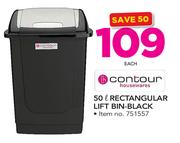 Contour 50L Rectangular Lift Bin-Black-Each