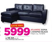 Atlantic Sofia L-Shaped Black Sofa